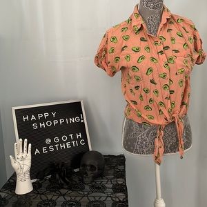 LOVE NOTES Avocado Tie Front Button Down * Lightweight and great for summer! 🥑